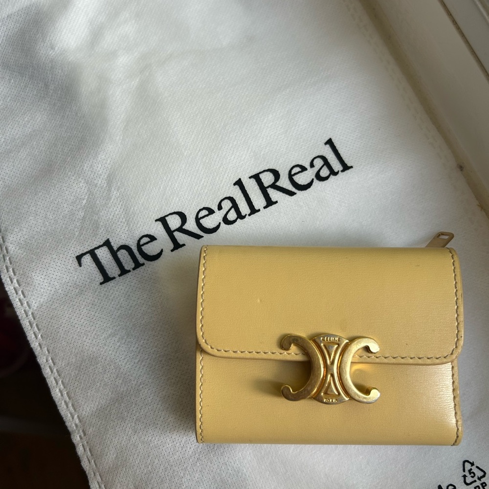 Celine Yellow Leather Compact Wallet - Picture 7 of 11